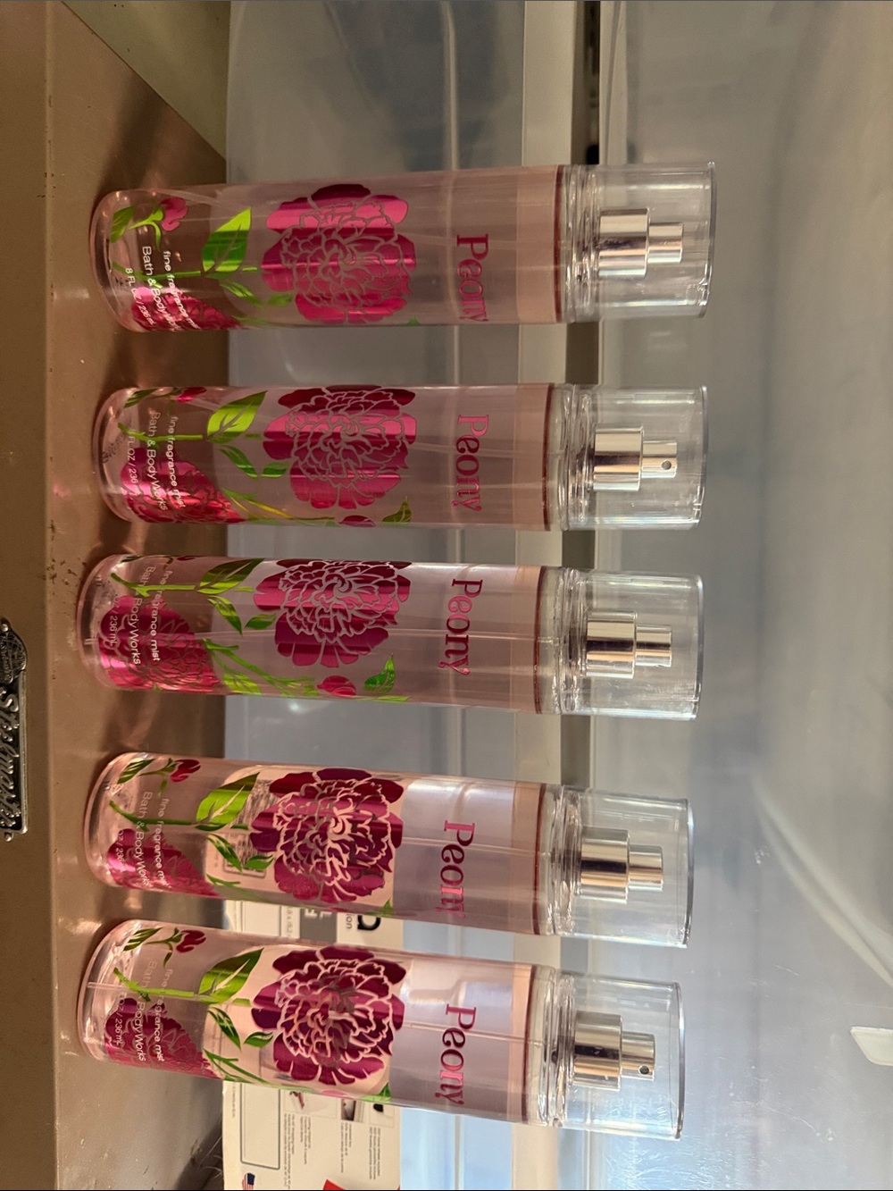 Bath body works Mist Spray Pink peony Fragrance lot set of 5 full size new rare